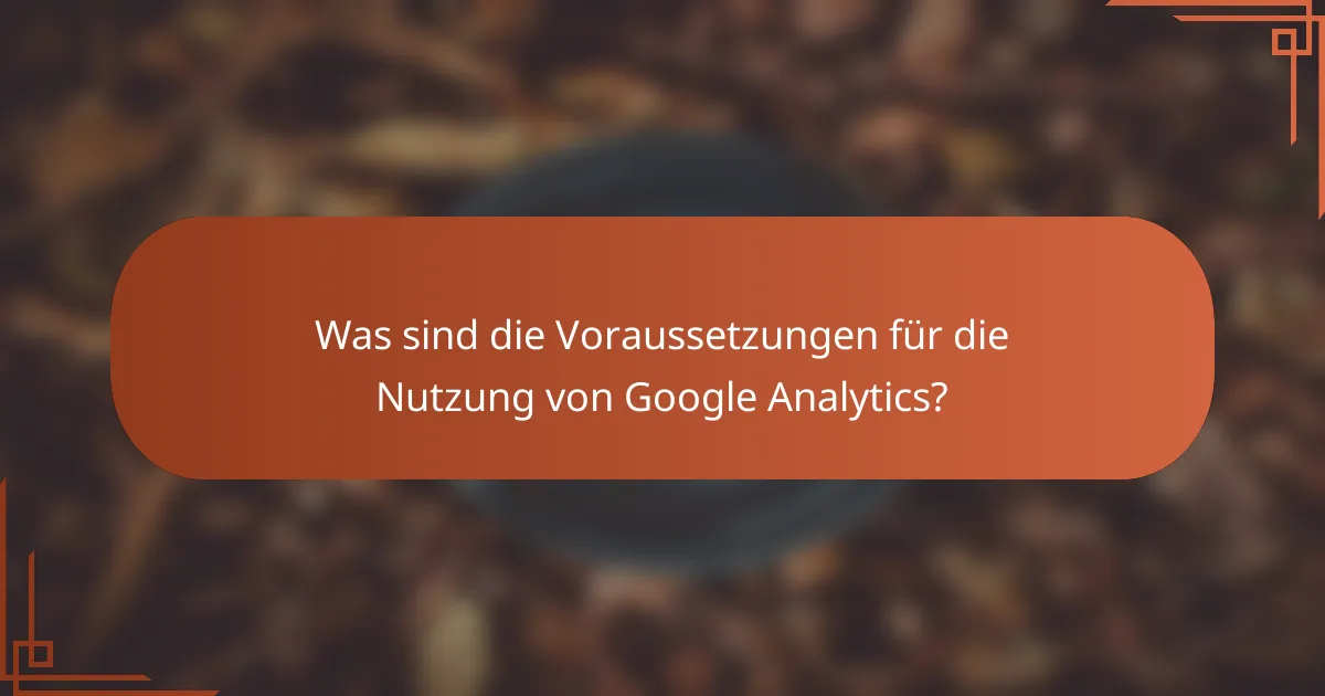 Was sind die Voraussetzungen für die Nutzung von Google Analytics?