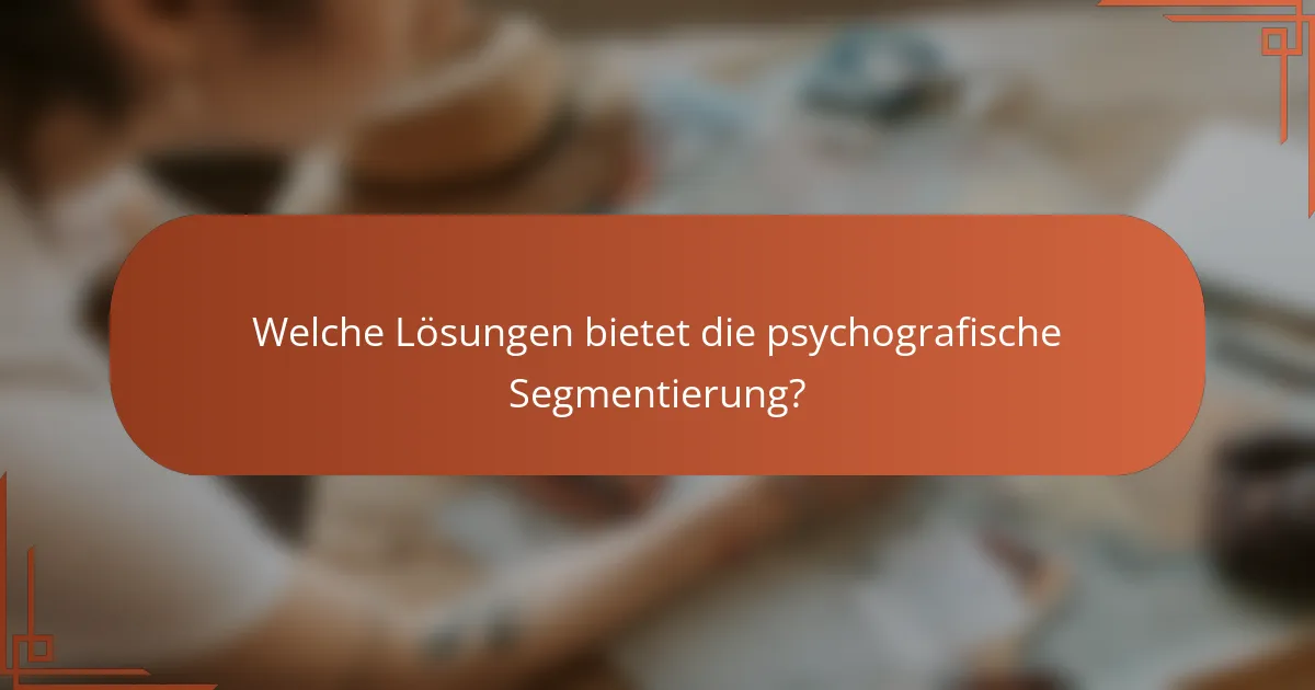 Welche Lösungen bietet die psychografische Segmentierung?
