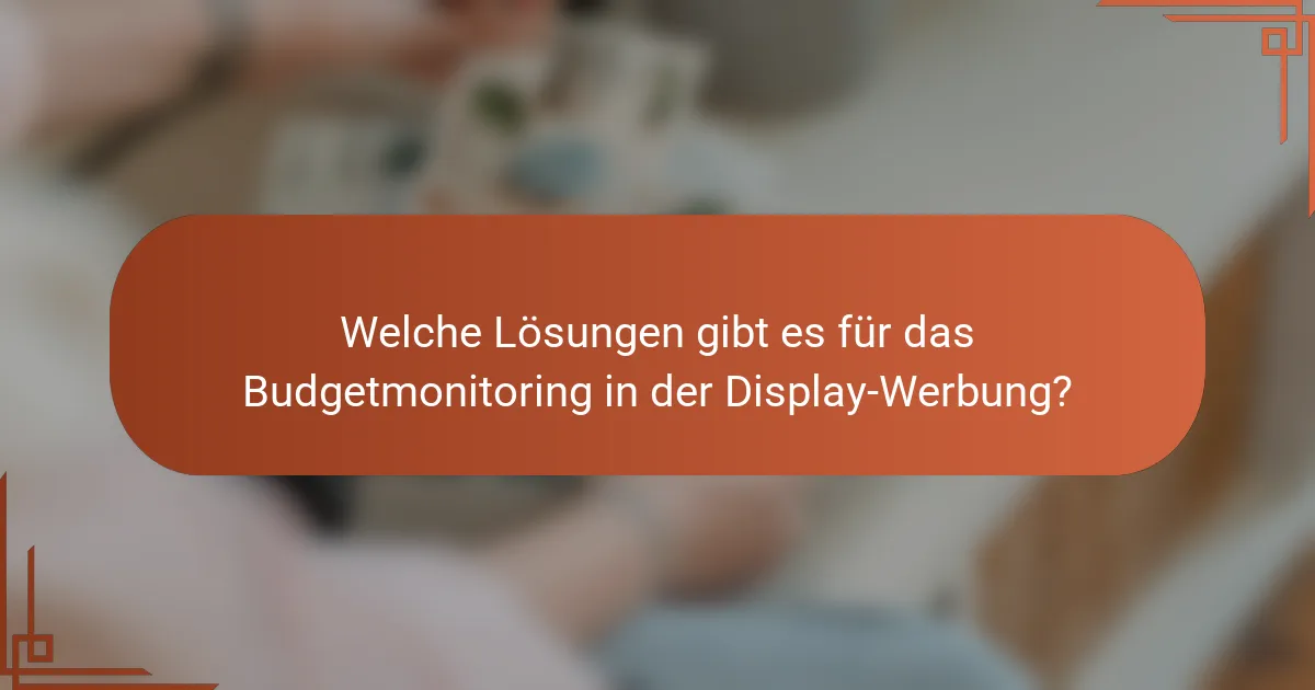Welche Lösungen gibt es für das Budgetmonitoring in der Display-Werbung?
