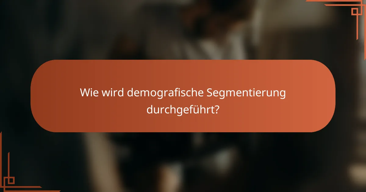 Wie wird demografische Segmentierung durchgeführt?